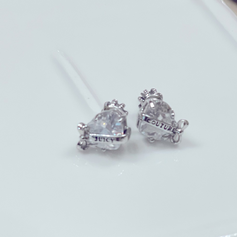 Juicy Couture Red Enamel Heart Stud Earrings Gold Bow